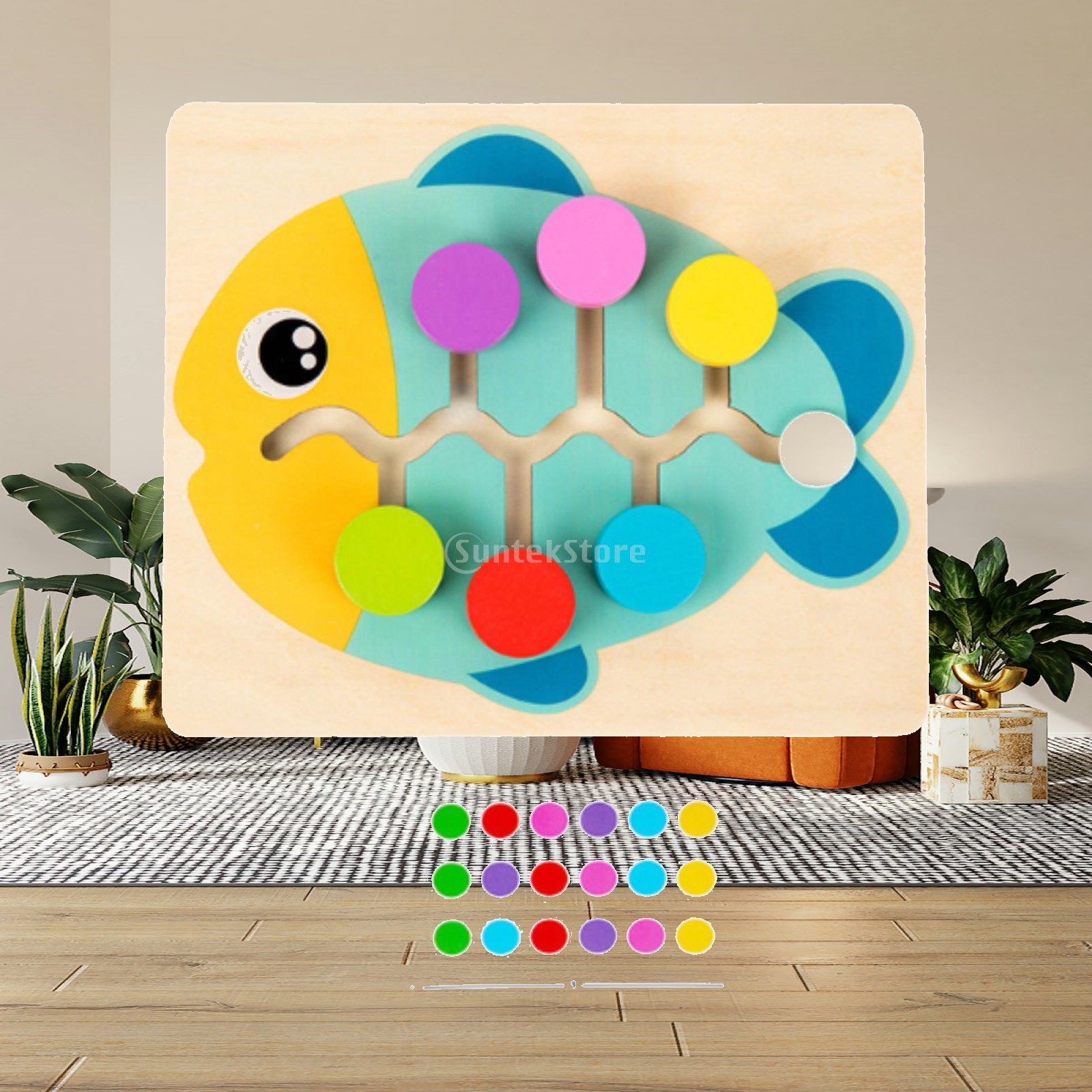 Strategy Board Game - 木製カラーマッチングスライドパズル 3歳 4歳 5歳 6歳 7歳